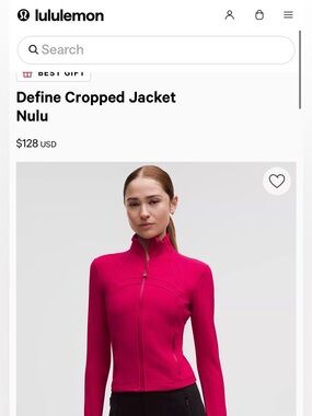 NEW! Lululemon Define Cropped Jacket Nulu - Fuchsia Pink